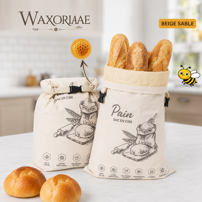 Sac à pain en cire d'abeille biologique – 100 % coton