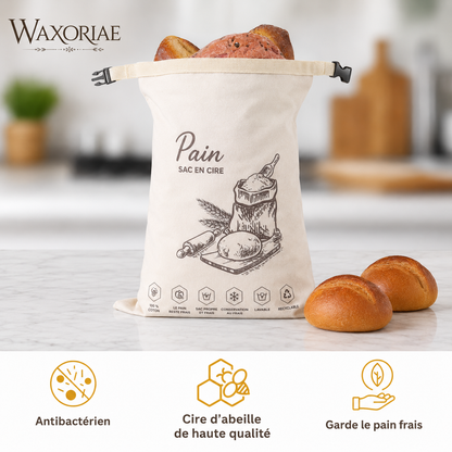 Sac à pain en cire d'abeille biologique – 100 % coton