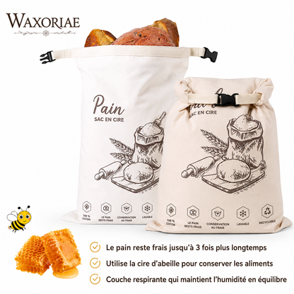 Sac à pain en cire d'abeille biologique – 100 % coton