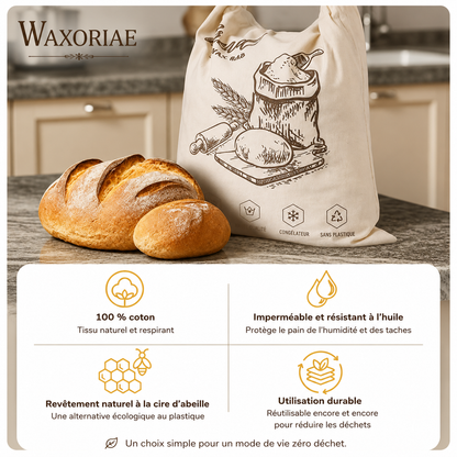 Sac à pain en cire d'abeille biologique – 100 % coton