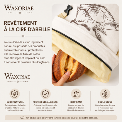 Sac à pain en cire d'abeille biologique – 100 % coton