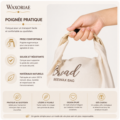 Sac à pain en cire d'abeille biologique – 100 % coton